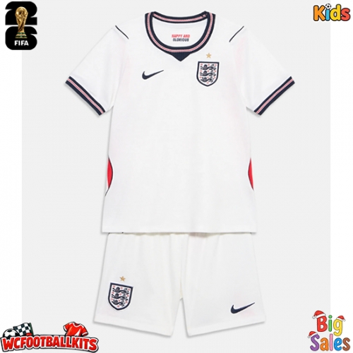 England Replica Home Stadium Kit for Kids World Cup 2026 Short Sleeve (+ pants)